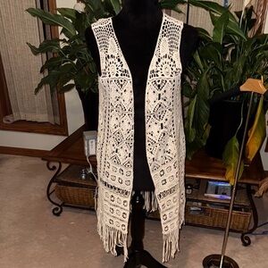Vanity Cream Crochet Vest
